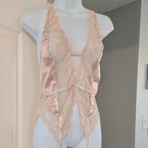 Lace Satin Chemise in Cream